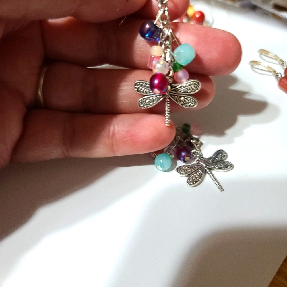 Handmade dragonfly dangles